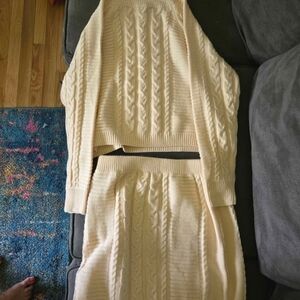 Lulu's Cream Cable Knit Mini Set